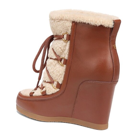 Veronica Beard 'Elfred' Lace-Up Leather & Shearling Booties, Hazelwood Multi - Picture 4 of 5